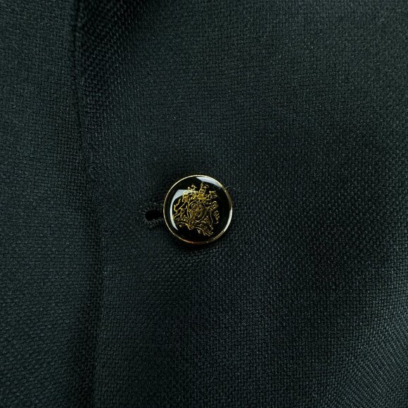 Angelo Donati Blazer Mens XL 40 Black Gold Enamel Buttons Wool Blend 2 Button - Picture 3 of 16